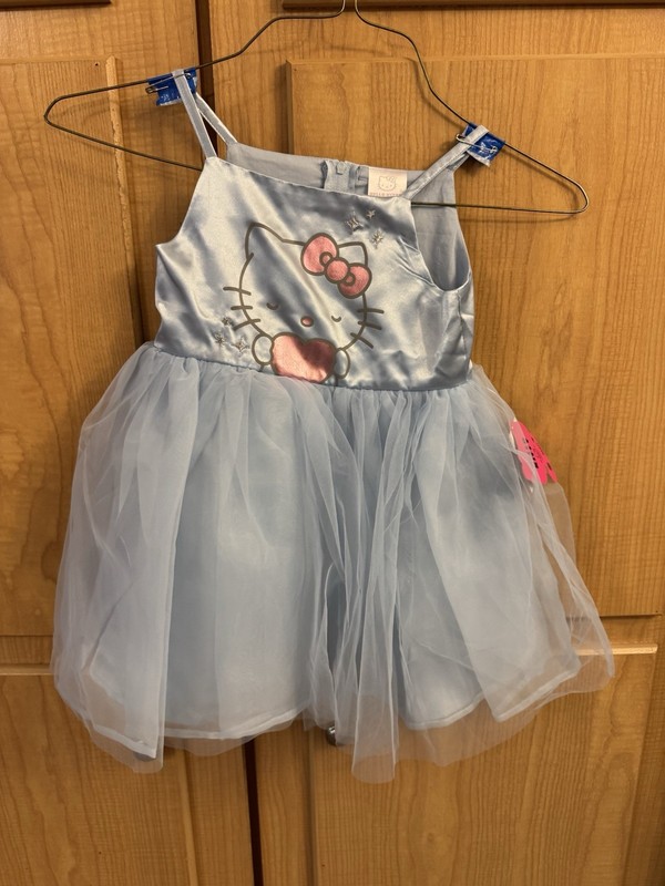 Hello Kitty Tutu Dress Light Blue Sleeveless Knee Length Bow Girls 4T