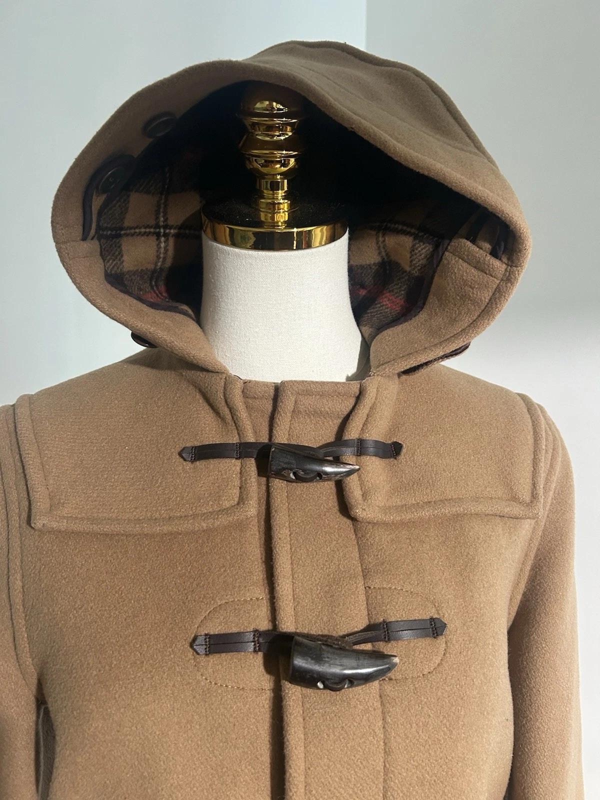 Gloverall Original Collection Camel Duffle Coat Wool Toggle Made England - product detail image 2