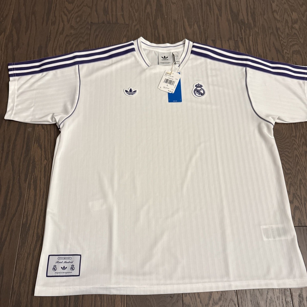 サンプドリア 94-95長袖シャツ L ホワイト　MADE IN ITALY NWT Adidas Originals Real Madrid Terrace Icons Jersey JF2581 $90