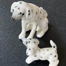VTG Dalmation Dog Miniature Family Mom W Puppy Tail Up 1 Repair