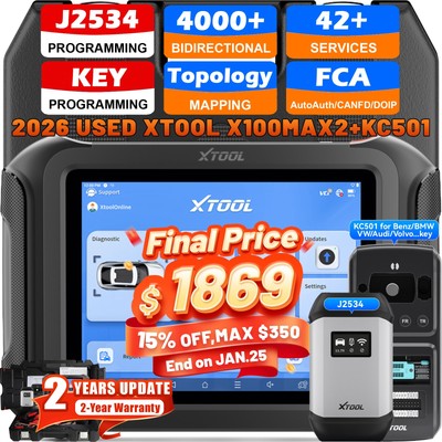 2026 XTOOL X100 MAX2 Auto IMMO Key Programmer J2534 ECU Programming Diagnostic