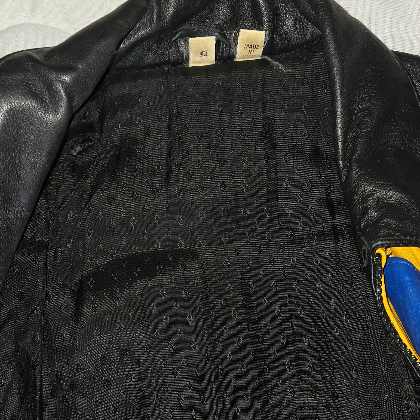 Corvette Multicolor Geometric Leather Bomber Jack… - image 3