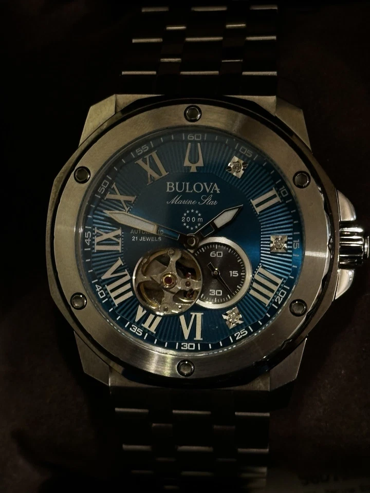 Bulova Marine Star Diamonds Marc Anthony Automatic Blue Dial Men's Watch 98D184 - Image 4 of 4