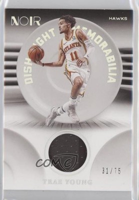 2020-21 Panini Noir Dish Night Memorabilia /75 Trae Young #DNM-TRY 1aj
