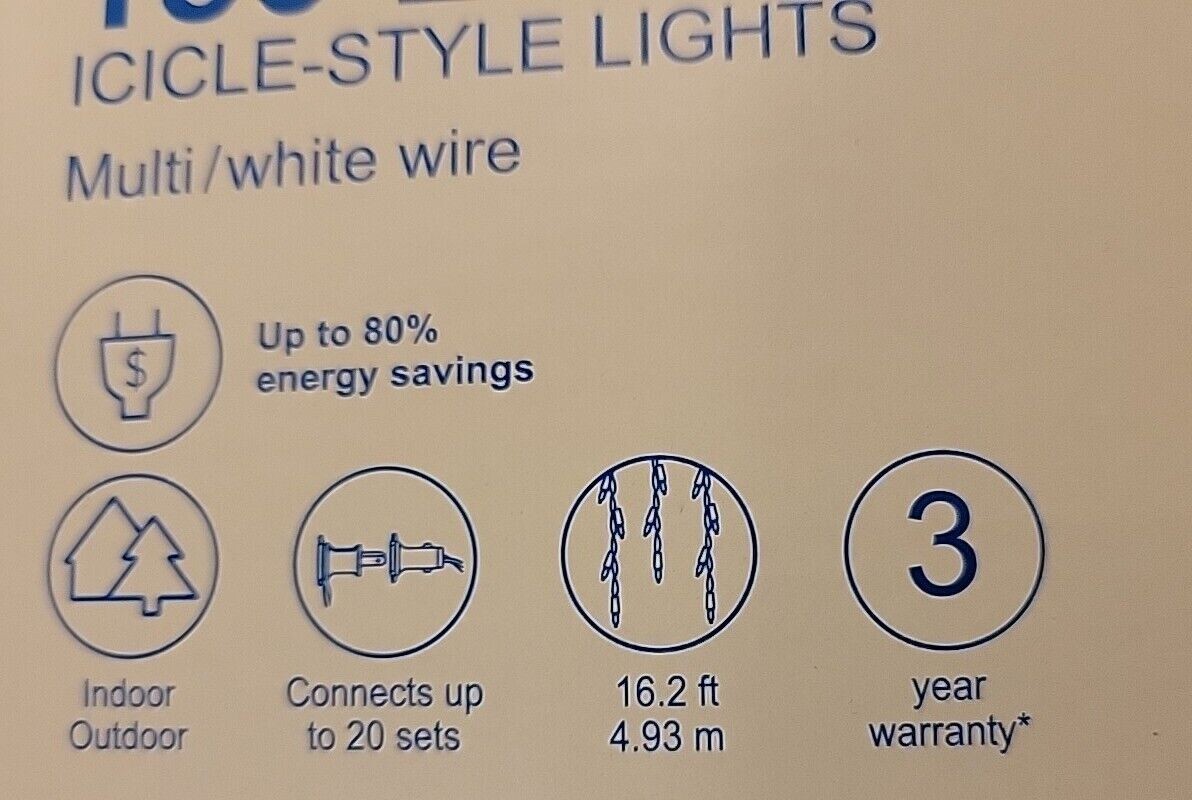 GE StayBright 150 Ct Constant Multicolor Mini LED PlugIn Christmas Icicle Lights