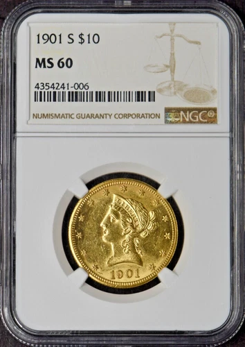 1901-S $10 Dollar Gold Liberty Head Eagle - NGC MS60 - ✪COINGIANTS✪