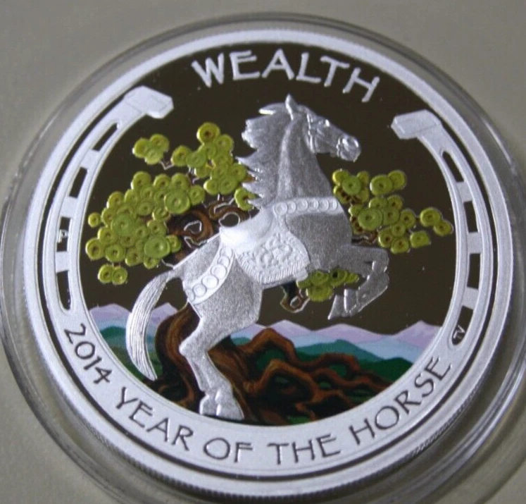 Tuvalu 2 x 1 Dollar 2014 Silber 2 oz Set F6665 Lunar Horse-Good Fortune Set - Bild 2 von 4