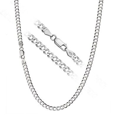 Solid Sterling Silver Curb Cuban Link Chain Necklace All Sizes Made in ITALY