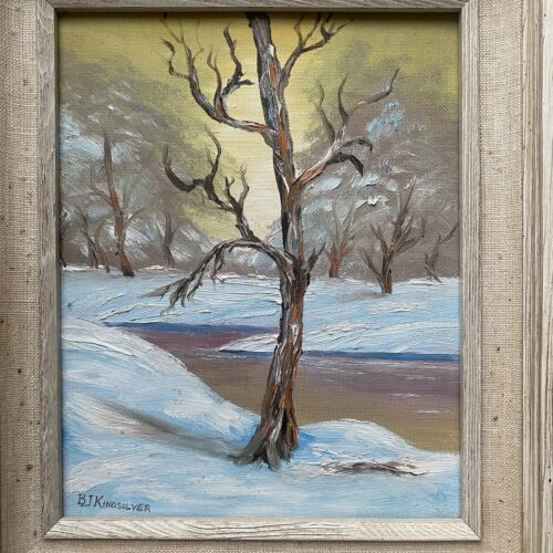 Nicely Framed VTG '81 Oil on Canvas Winter Landscape Painting Beverly Kingsolver - Picture 2 of 10
