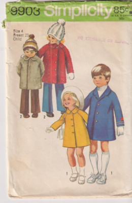 9903 SIMPLICITY c.1972 - COAT - UNISEX Sz 4