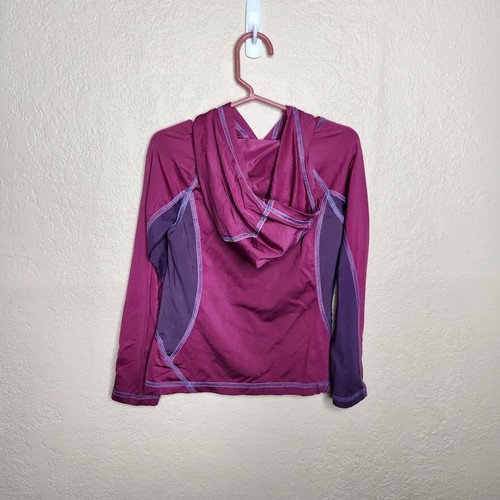 Rei Hoodie Rashguard Girls XS Plum Heart Kangaroo Pockets Raglan Sleeve Swim - Picture 4 of 6