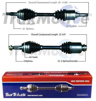 SurTrack Pair Set of 2 Front CV Axle Shafts For Ford Lincoln V6 FWD Std Asp