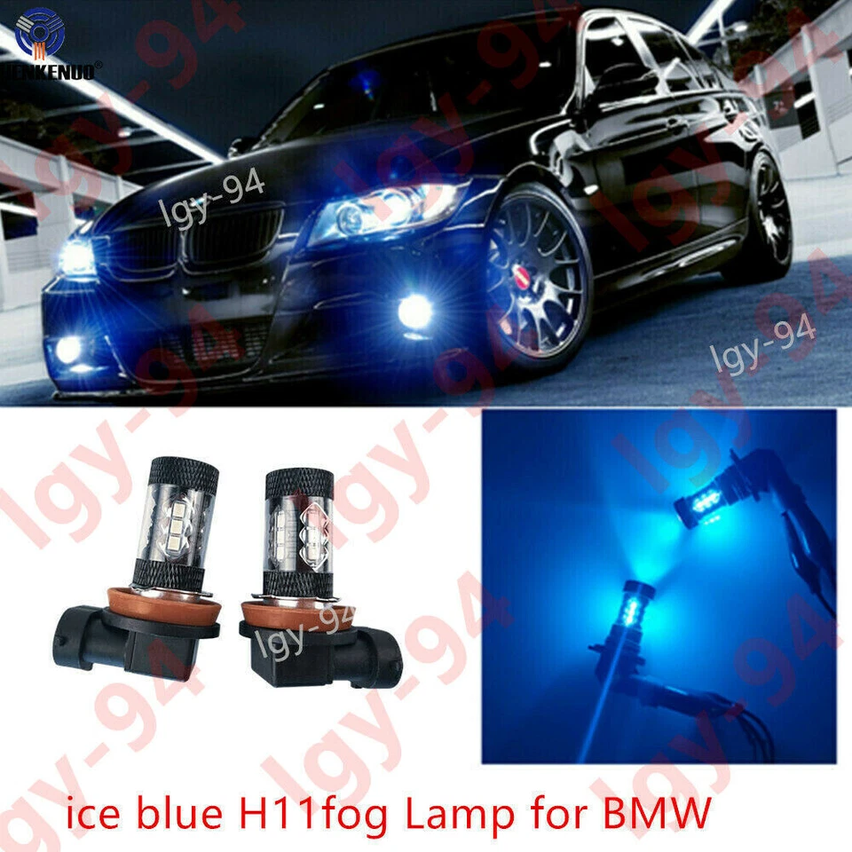 2x H8 H11 LED Ice Blue Fog Light Bulbs for BMW 320i 335i 750Li 750i xDrive Foto 2 de 4