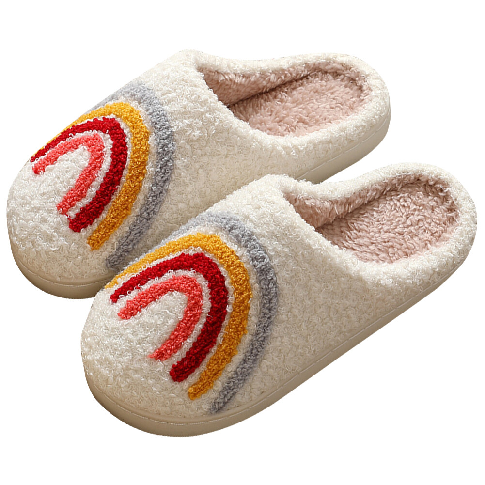APL Rainbow Warm Fluffy Slippers Soft Cozy Ho Slippers Bedroom Slippers for Women
