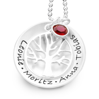 Familienkette ROOTED 925 Silberkette mit Gravur Textschmuck Prägung Lebensbaum