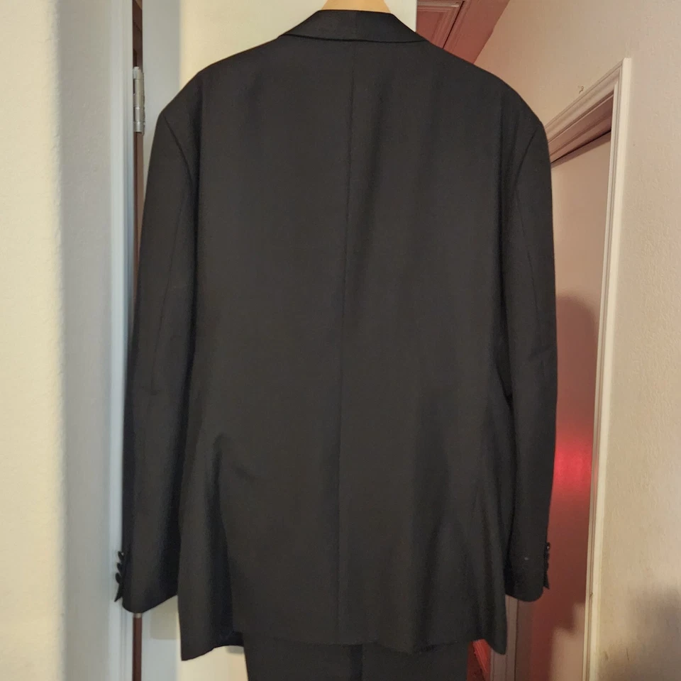 Blazer vintage Hardy Amies negro esmoquin/traje de cena solapas 54L W43" L32" +2,75" Foto 3 de 4