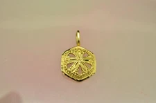 14K Yellow Gold Sand Dollar Pendant Charm -Small