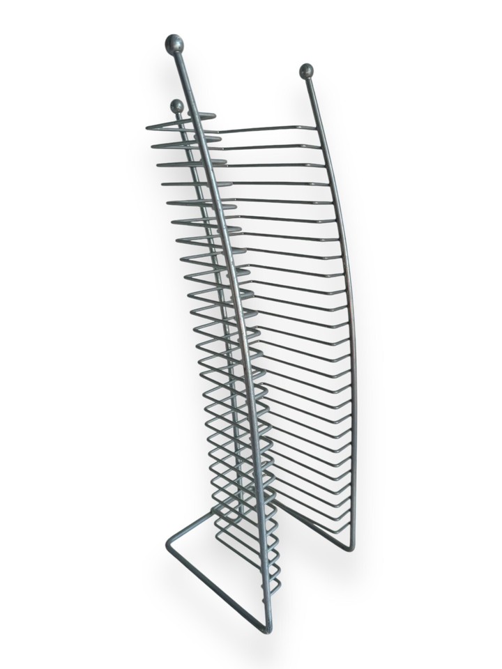 Vintage CD Rack / Shelf - Holds 25 CDs Metal Wire Freestanding Storage ...