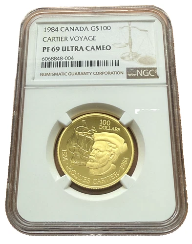 Canada 1984 Gold 1/2 oz 100 Dollars $100 NGC PF69UC Cartier Voyage