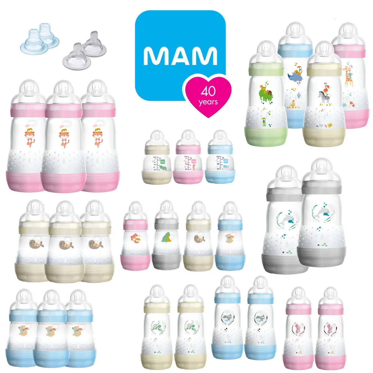 MAM - Kit biberons 11 pièces Easy Start, anti-coliques à large