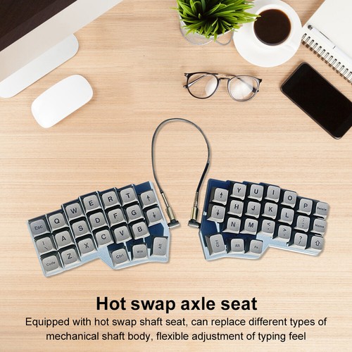Split Keyboard Wired Ergonomics Keyboard Hot Swap QMK/VIAL (Gray Wood Axis) - Afbeelding 11 van 11