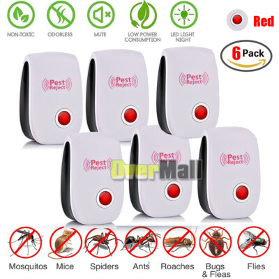 6x Ultrasonic Pest Insect Rodent Repeller Plug-In Electronic Pest Control Device