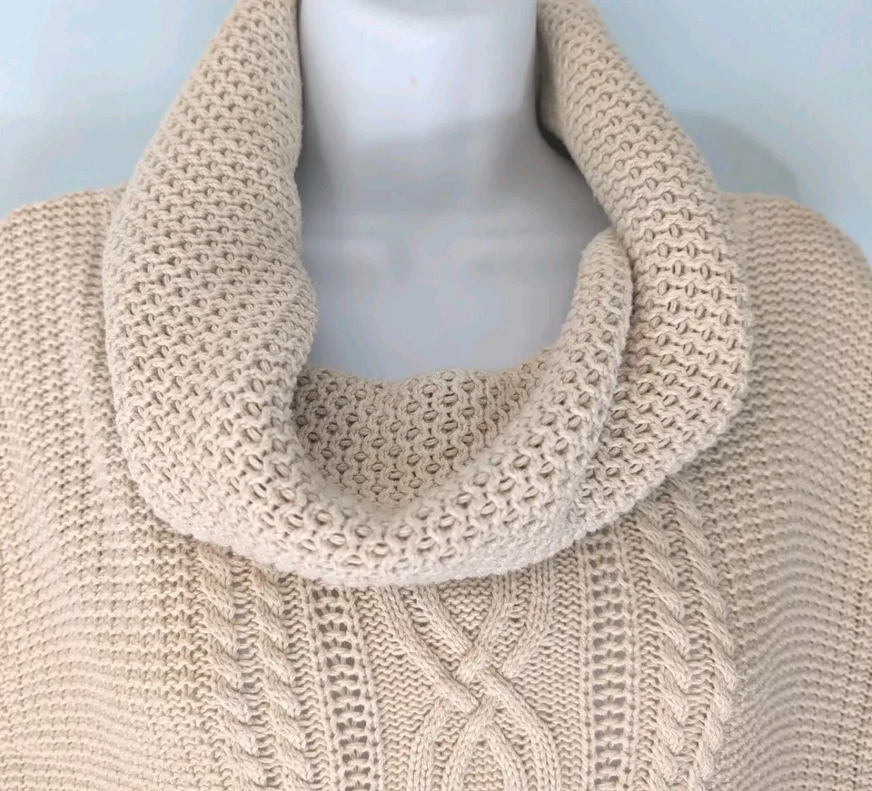 Suéter Jeanne Pierre Capucha Cuello Cable Tejido Para Mujer Grande 100% Algodón Blanco  Foto 2 de 4