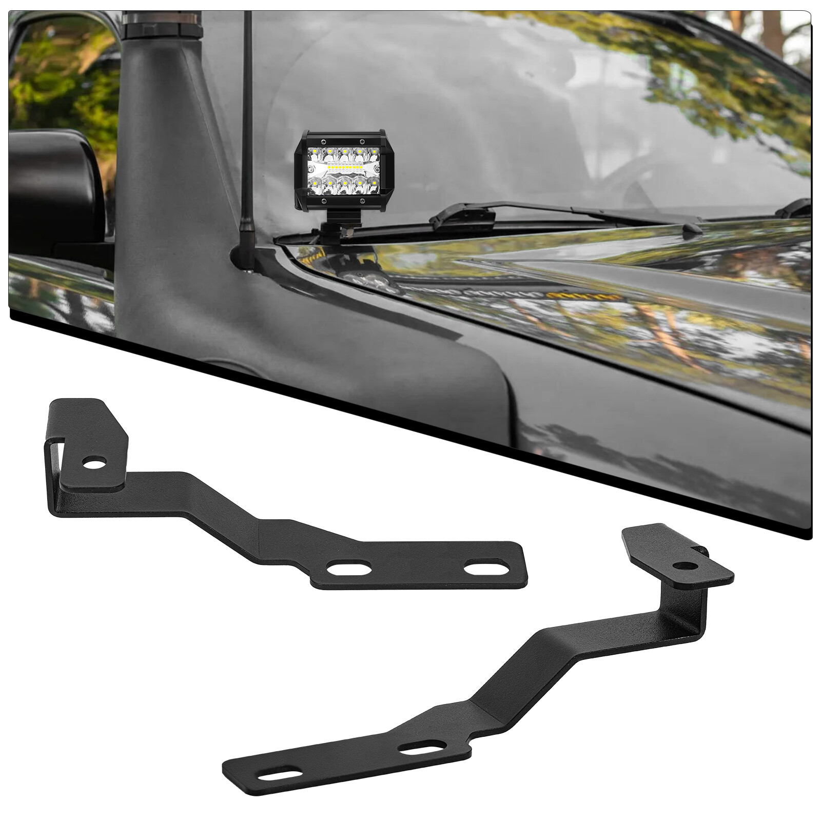 Tacoma 2005-2015 LED Light Mount Brackets for Hood Hinge Ditch
