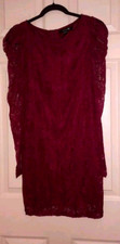 Forever21 Maroon SP Rayon - Polyester Long Sleeve Dress