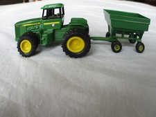 JOHN DEERE Vintage Ertl Die Cast Tractor and grain Trailer Wagon Two Pieces