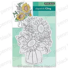 New Penny Black Rubber Stamp Sunflowers PURE SUNSHINE flowers cling