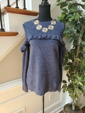 Loft Women's Navy Blue Acrylic Round Neck Long Sleeve Casual Top Sweater Size S