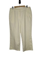J Jill Womens Wide Leg Pants Size 16 100 Linen Lined Pockets Beige Natural