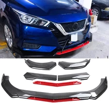 For NISSAN VERSA Front Bumper Lip Splitter Spoiler Carbon Fiber Black+Red