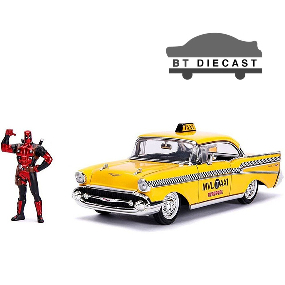 JADA MARVEL AVENGER 1957 CHEVROLET BEL AIR TAXI 1/24 with JADA MARVEL AVENGER 1957 CHEVROLET BEL AIR TAXI 1/24 with