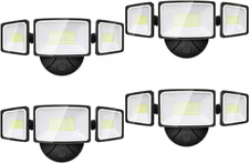 60W Flood Lights Outdoor, 4 Packs 6000LM Super Bright Security Lights, 3 Adjusta