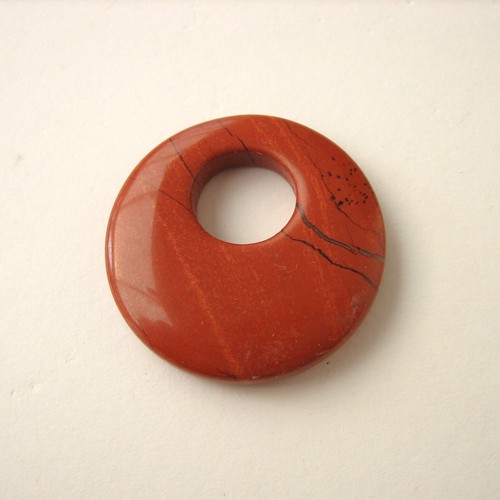 Ciambella diaspro rosso Ø 28 mm pietra gioiello ciondolo disco di pietra - Foto 3 di 5