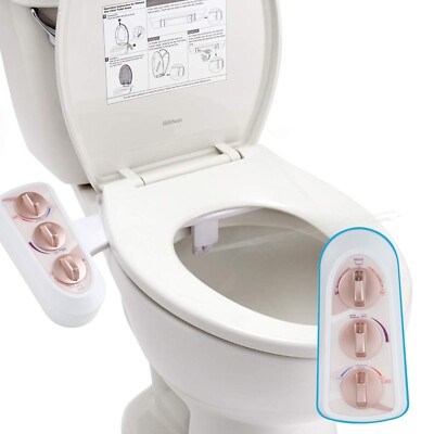Toilet Seat Bidet with Self Cleaning Dual Nozzle, Hot and Cold Water Spray