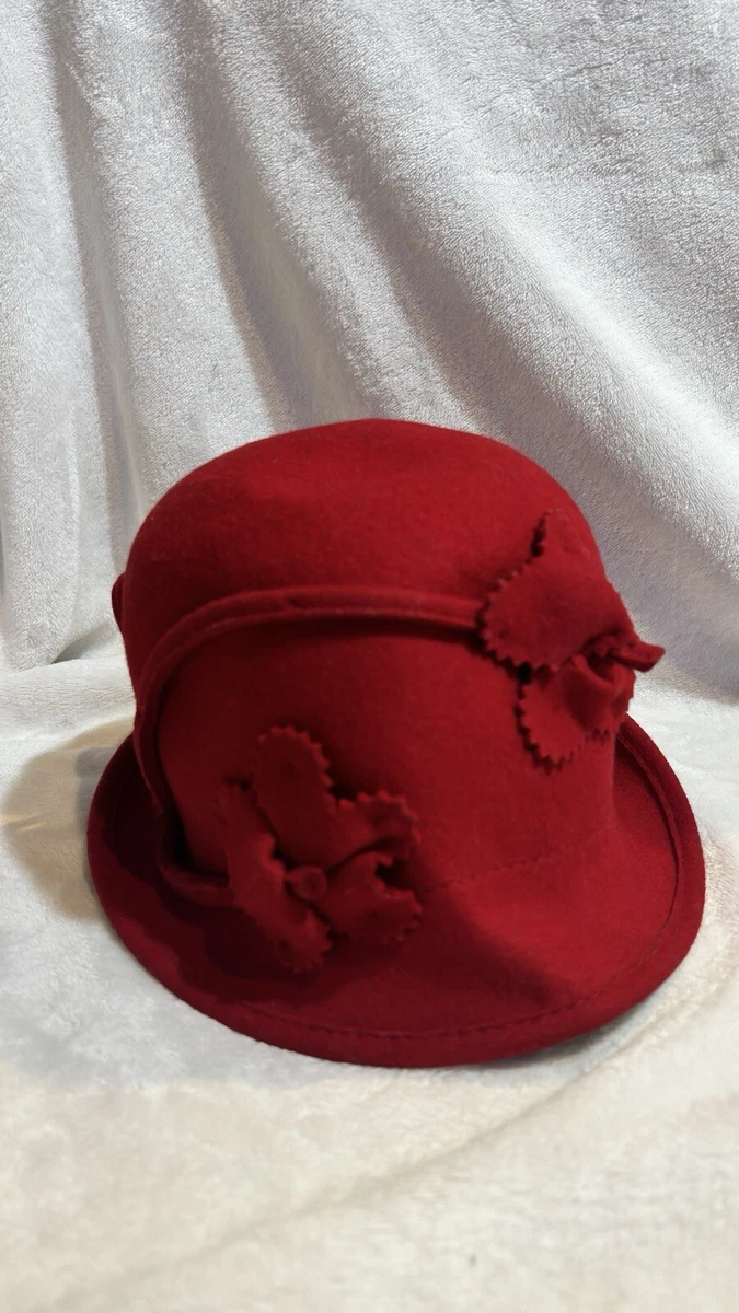Vintage Hat-A-Tude Women\'s 100% Wool Red Hat Church Red 100% Wool Vintage Hats for Women for sale | eBay main image 2