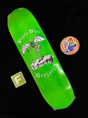 SUPER RARE Paulo Diaz Neon Green Dip Shaped Brujaria Skateboard Deck Guest Model