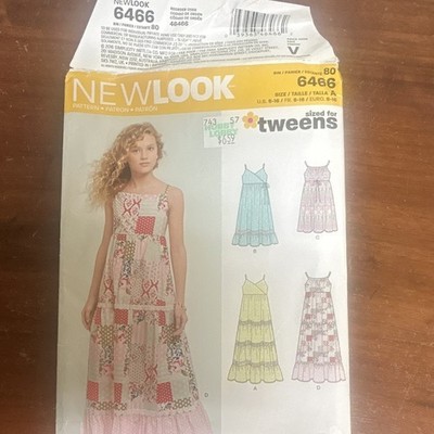 New Look 6466 Sewing Pattern Tween Girls Dress, Child Size 8-16