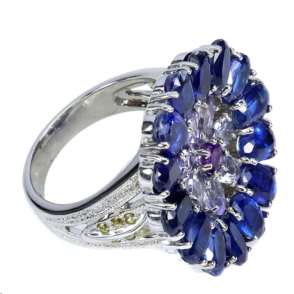 Anello in argento sterling 925 ovale cianite 6x4 mm pietra preziosa... - Immagine 3 di 4