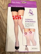 SEXY NAUGHTY NURSE WHITE THIGH HIGH STOCKINGS TIGHTS DRESS UP COSPLAY ROLE PLAY