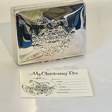 Silverplated christening box vtg Aristocrat Trinket Keepsake Box Gift Retro VGC