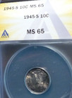 (MS65)1945S-SILVER(WOW!!!MUST SEE LUSTER!!!!)BEAUTY!!! MERCURYDIME-NICE!(ANACS) — photo 4