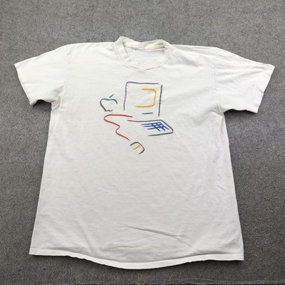 Vintage Apple Shirt Mens XL White Macintosh Computer Logo Graphic