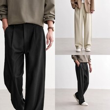 Men Suit Pants Formal Slimfit Stretch Lightweight Casual Pants Straight Trousers