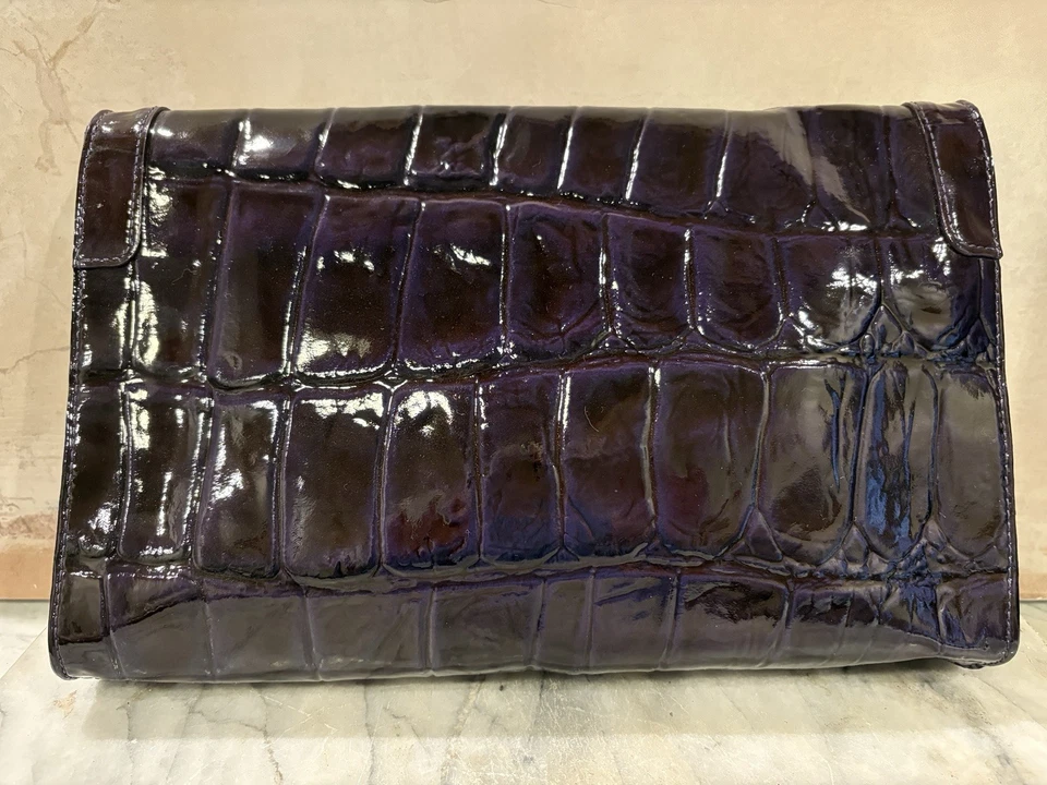 Винтажная сумка через плечо Kate Spade с тиснением узор аллигатор фиолетовая лакированная кожа - Изображение 4 из 4