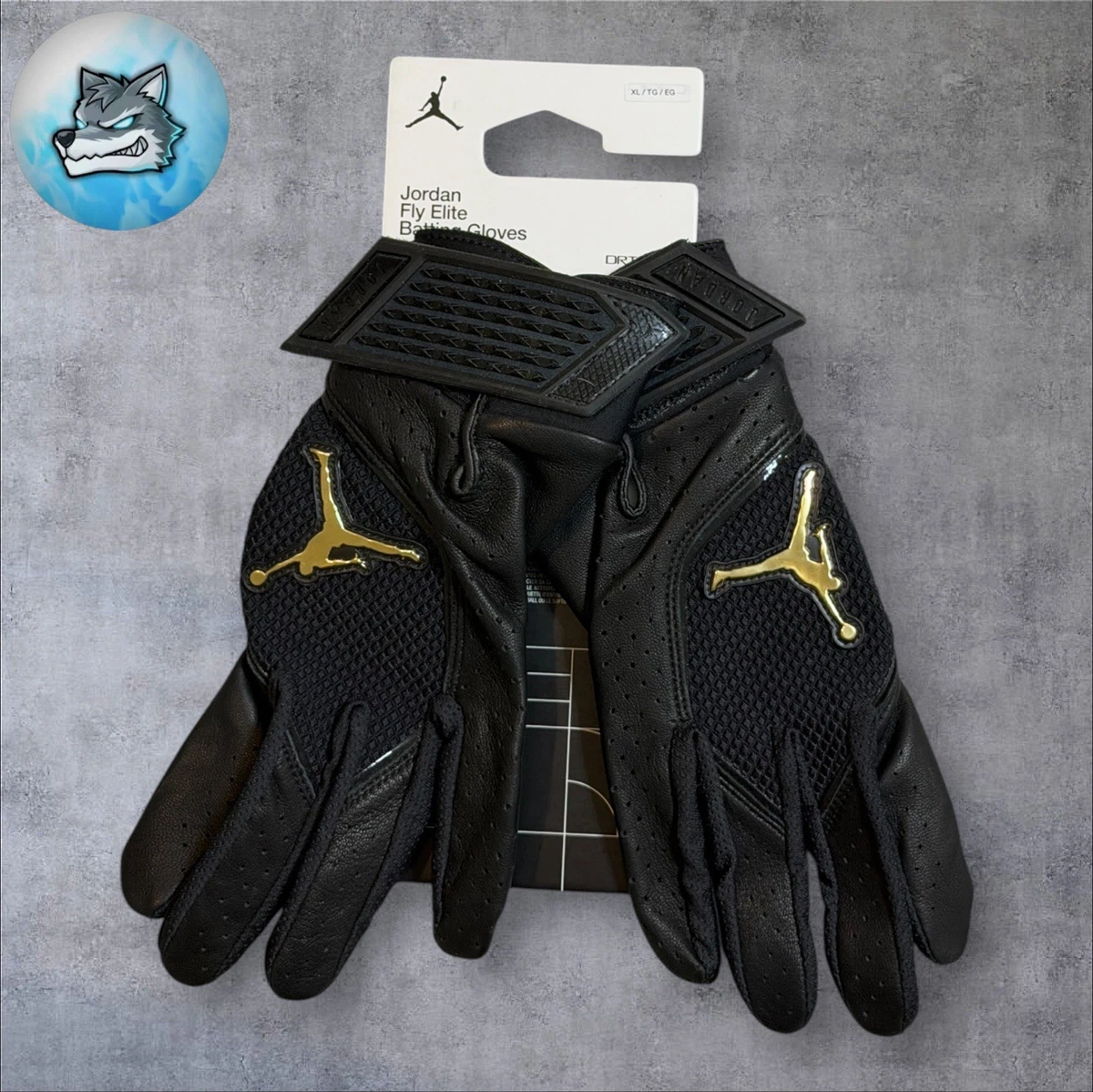 Guantes de bateo de béisbol Jordan Fly Elite negros dorados para hombre talla XL FV5474-075