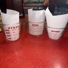 3 Vintage PYREX 532 516 508 CAPITOL Red Letter Measuring Cups 4 Cup 2 Cup 1 Cup